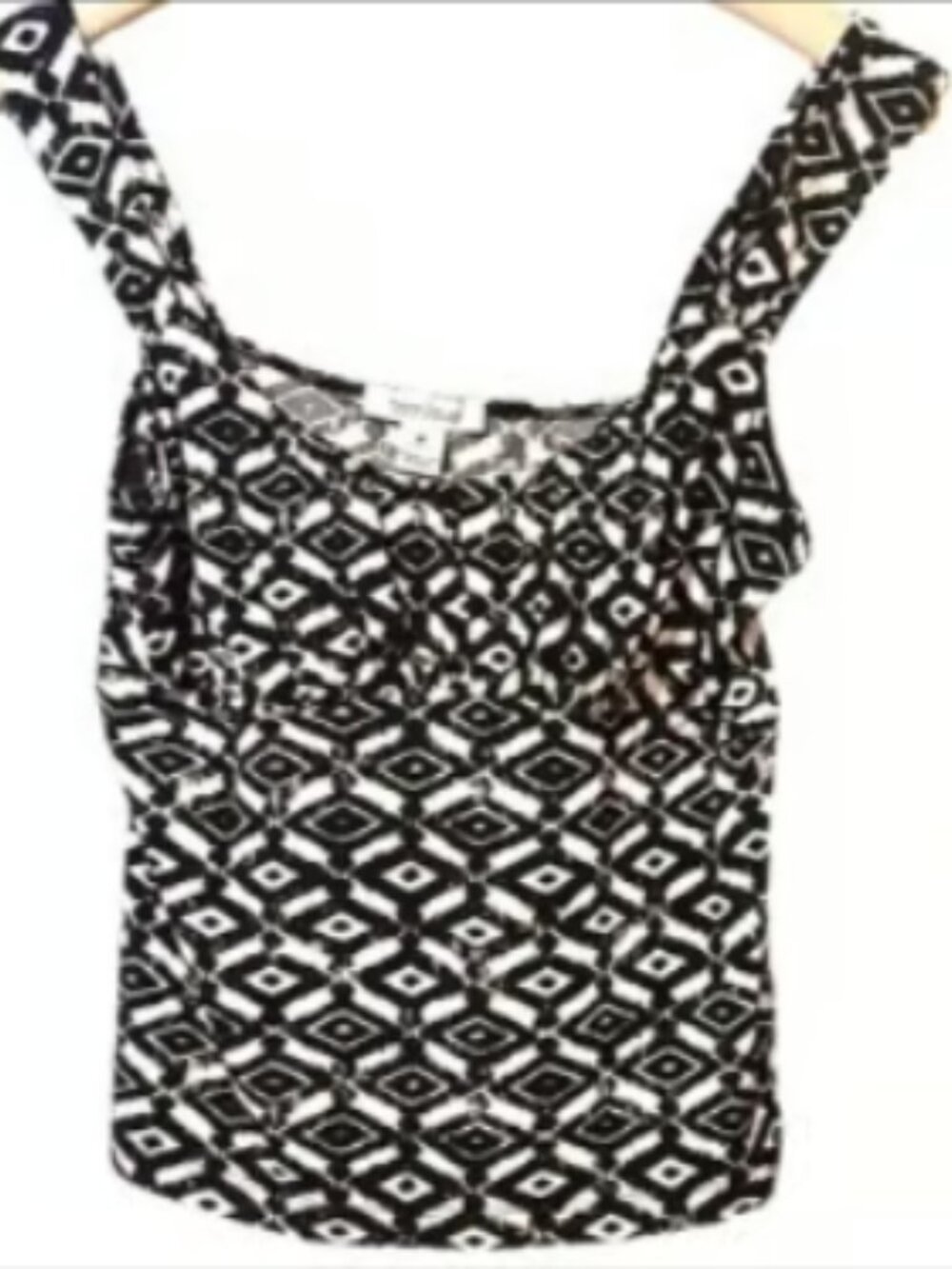 White House Black Market NEW Ruching White Black Top Flowy Blouse Stretch Medium